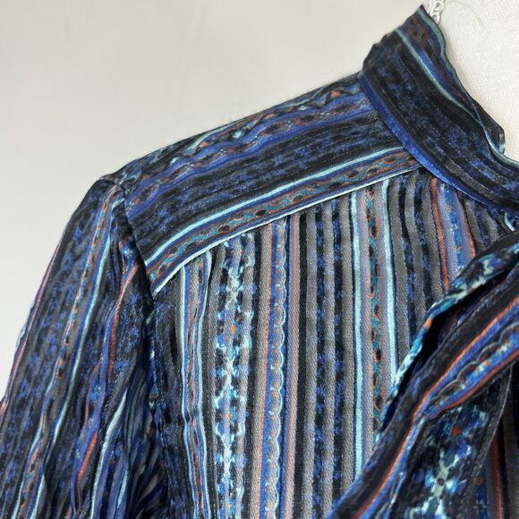 Veronica Beard Malaya Tie-Neck Printed Silk Devoré-Satin Blouse Size 8 - Picture 3 of 14